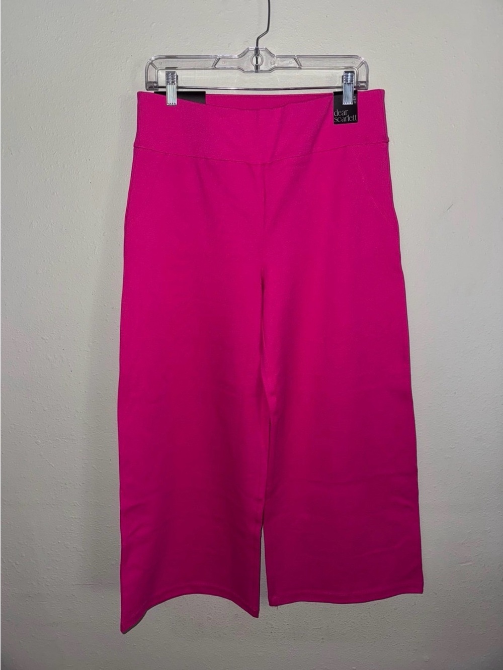 Dear Scarlett SZ L Magic Pants Vibrant Fuchsia Cropped Wide-Leg Pants NWT